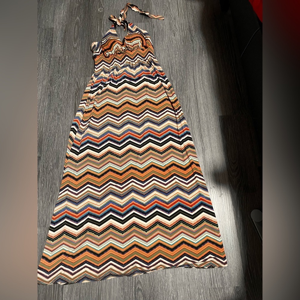 Bisou Bisou Orange Black High Low Sundress